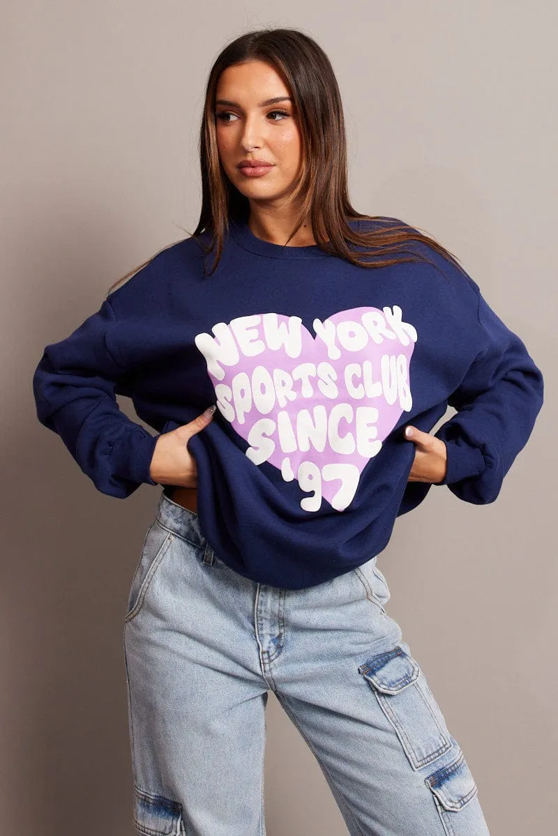 logoed Urban Bold Blue Graphic Sweat Long Sleeve