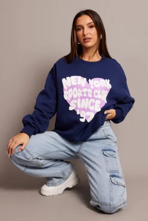product swimming suitable buoyancy Blue Graphic Sweat Long Sleeve