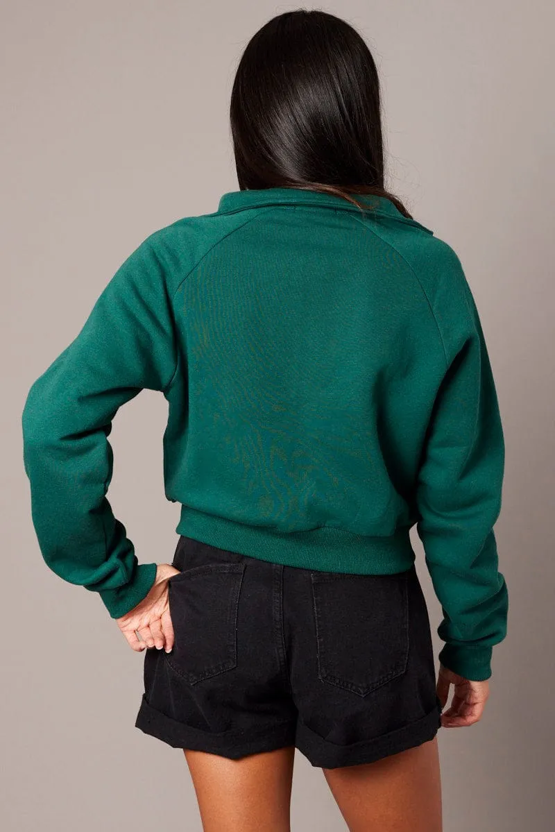 Cozy Street Style Cozy Everyday Green Zip Hoodie