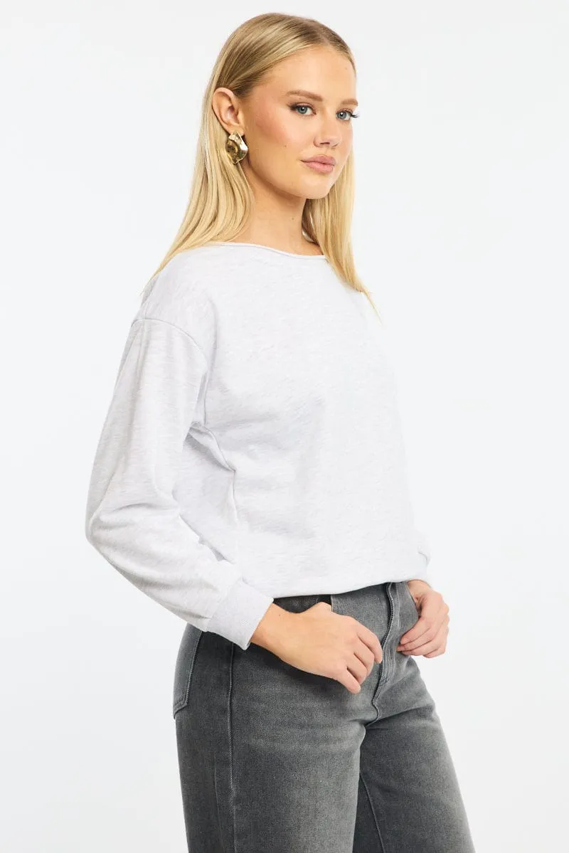 durability test Anti Odor Grey Off Shoulder Sweater Long Sleeve