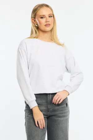 Grey Off Shoulder Sweater Long Sleeve Core Relaxed