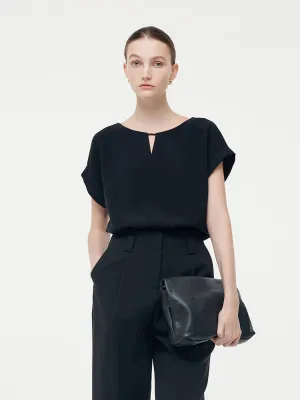 Relaxed Comfort Triacetate Cut Out Women Top