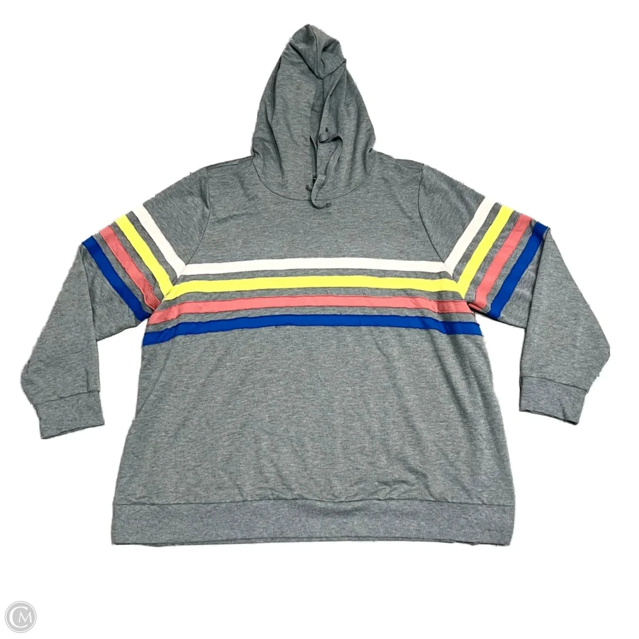 Casual Fashion Sweatshirt Hoodie By Torrid In Grey & Pink, Size: 3x