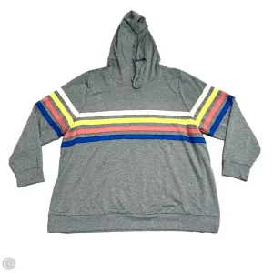Casual Fashion Sweatshirt Hoodie By Torrid In Grey & Pink, Size: 3x