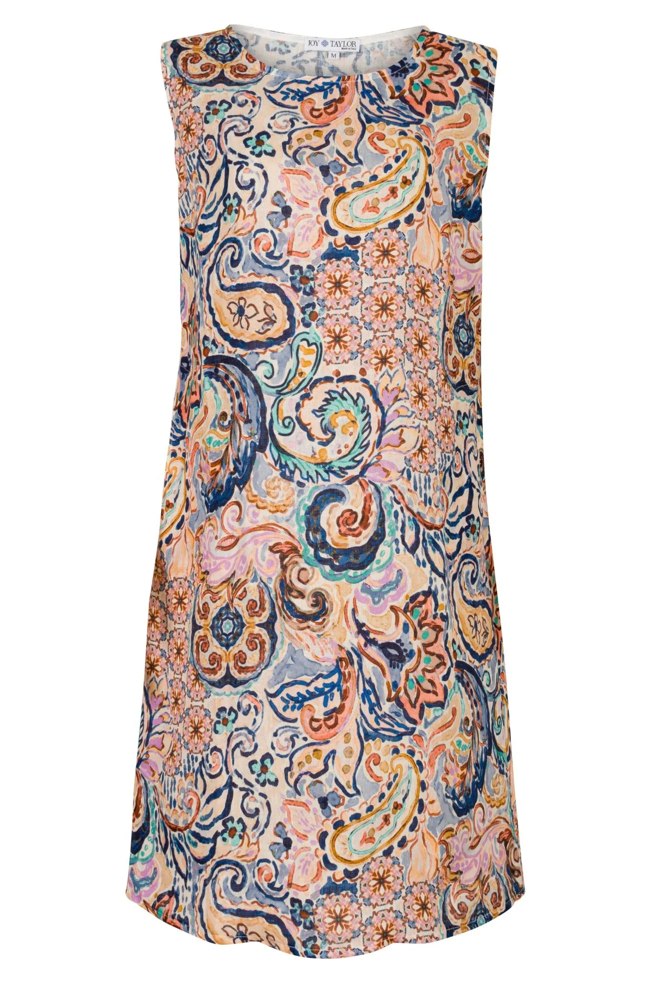 Made in Italy 100% Linen | Multi Blue Paisley | 0402A1 Craft Soul ShrinkageFree Fabric