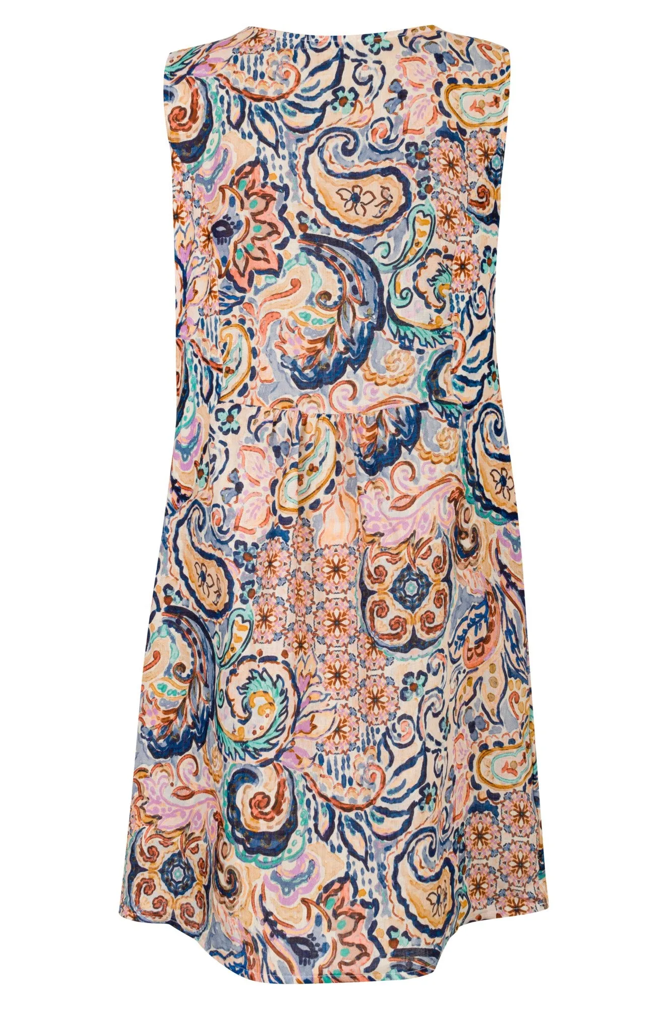 Smart Casual Pearl Tone Made in Italy 100% Linen | Multi Blue Paisley | 0402A1