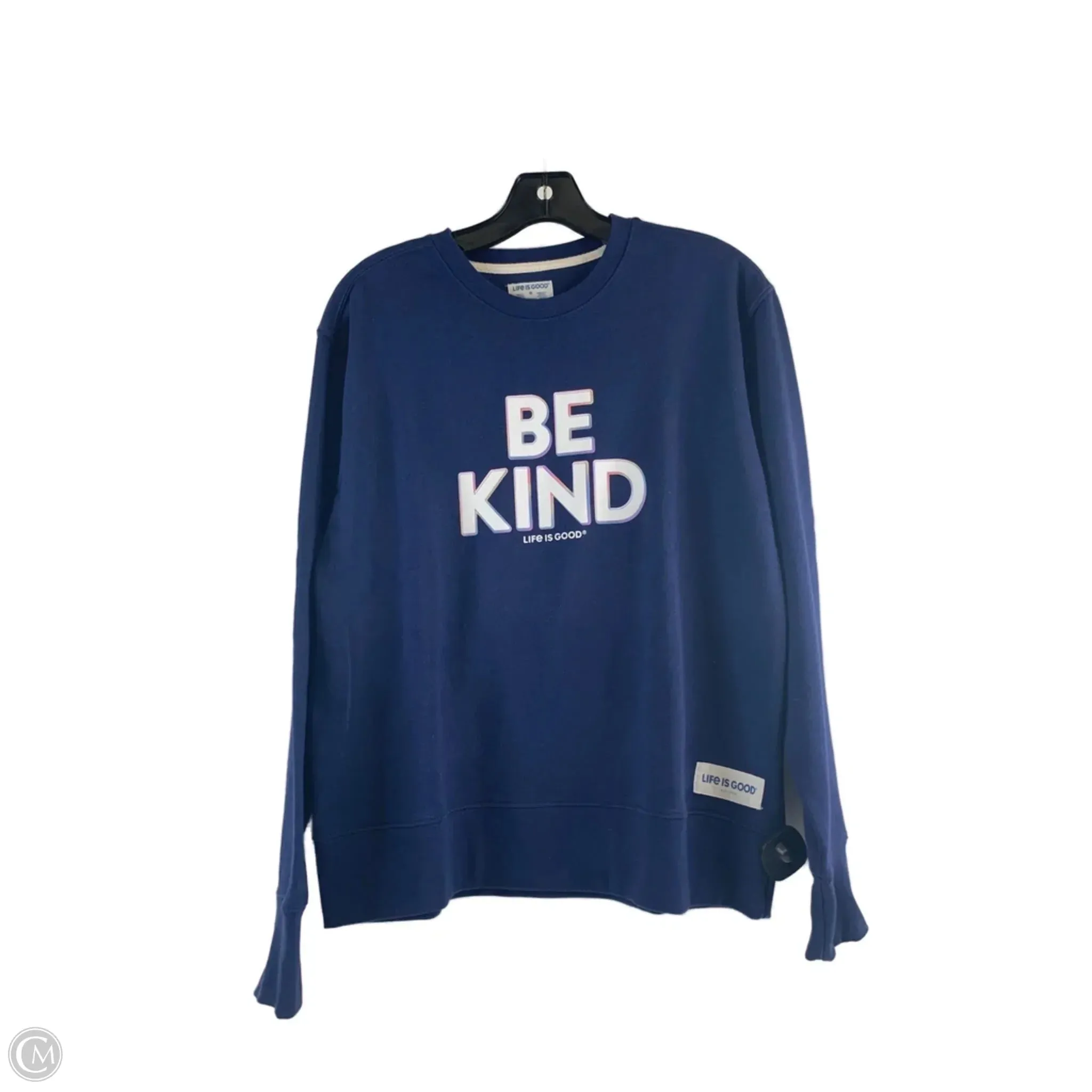Sweatshirt Crewneck By Life Is Good In Purple & White, Size: M Natural Fiber Blend