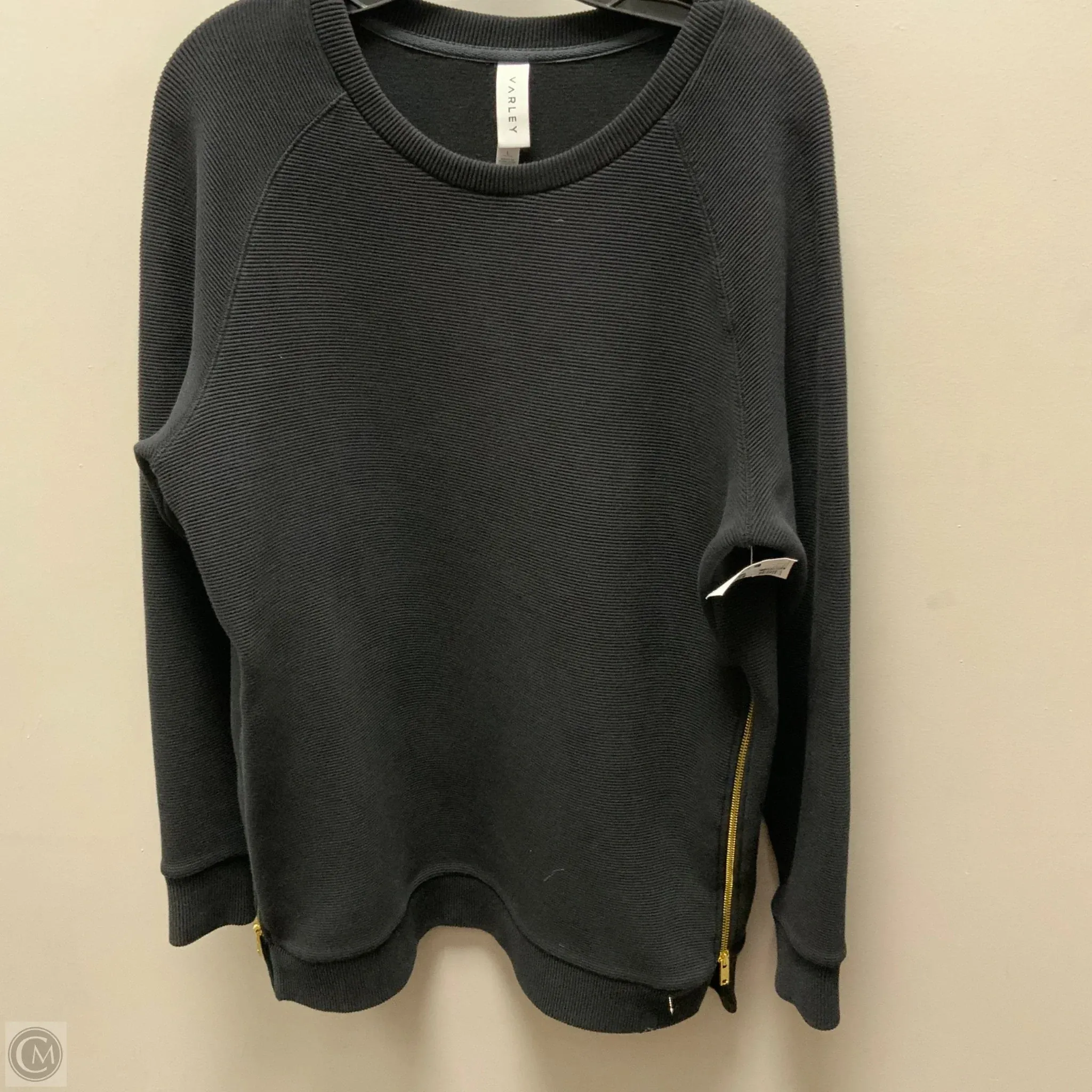 Athletic Sweatshirt Crewneck By Varley In Black, Size: L QuickRelease Closures