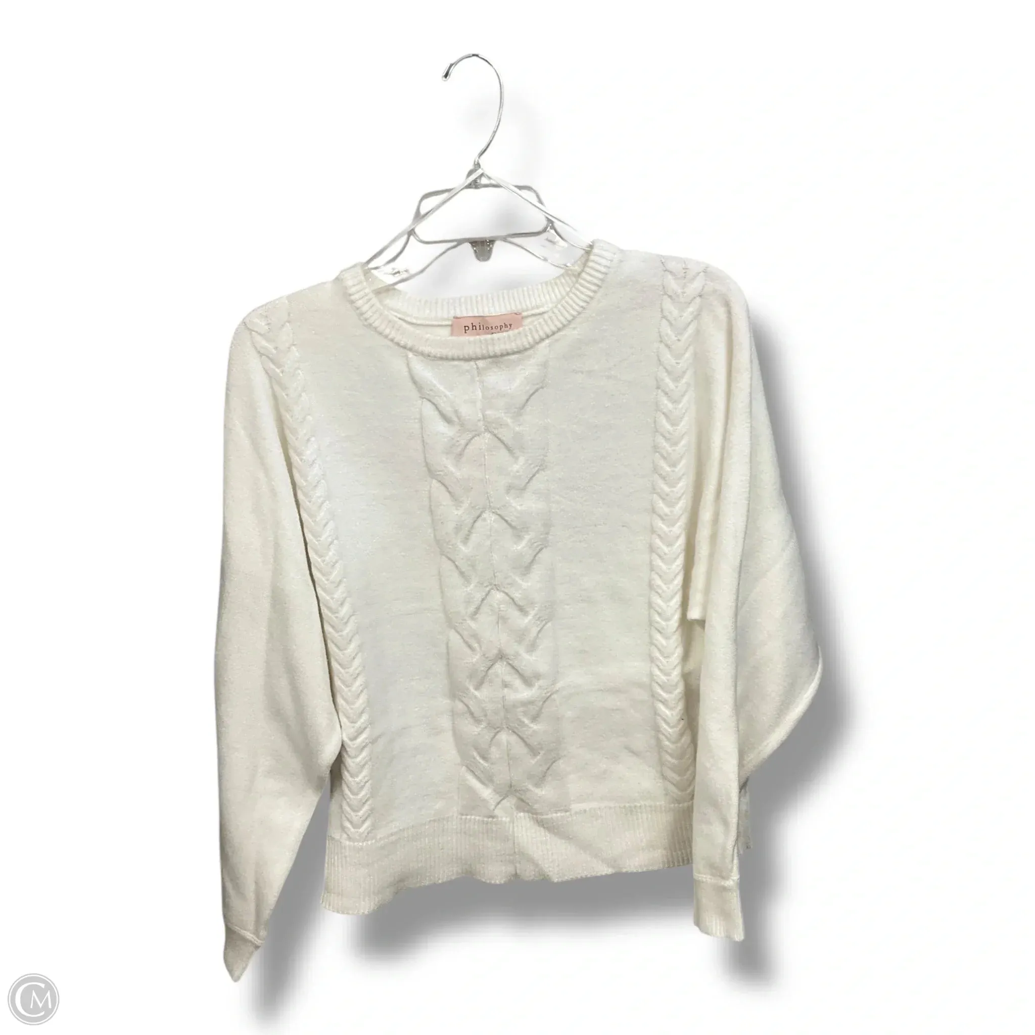 Sweatshirt Collar By Philosophy In White, Size: M WrinkleFreeFabric ButterSoftKnit