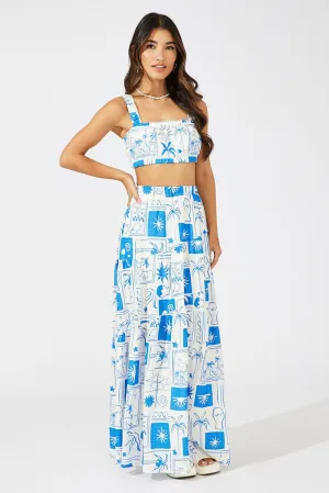 Outfit Diary Affordable Fashion Blue Asymmetric Tiered Maxi Skirt