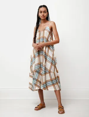 Chic Wear Oahu Dress Viscose Tan Check