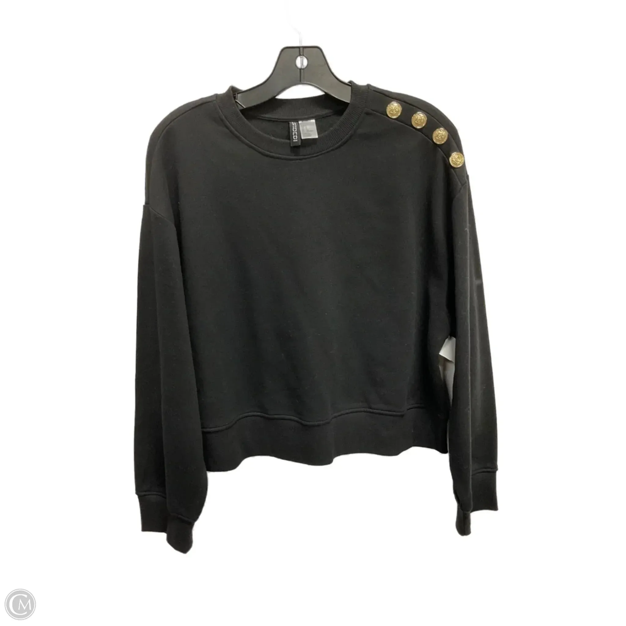 Vented Panels Sweatshirt Crewneck By Divided In Black & Gold, Size: S