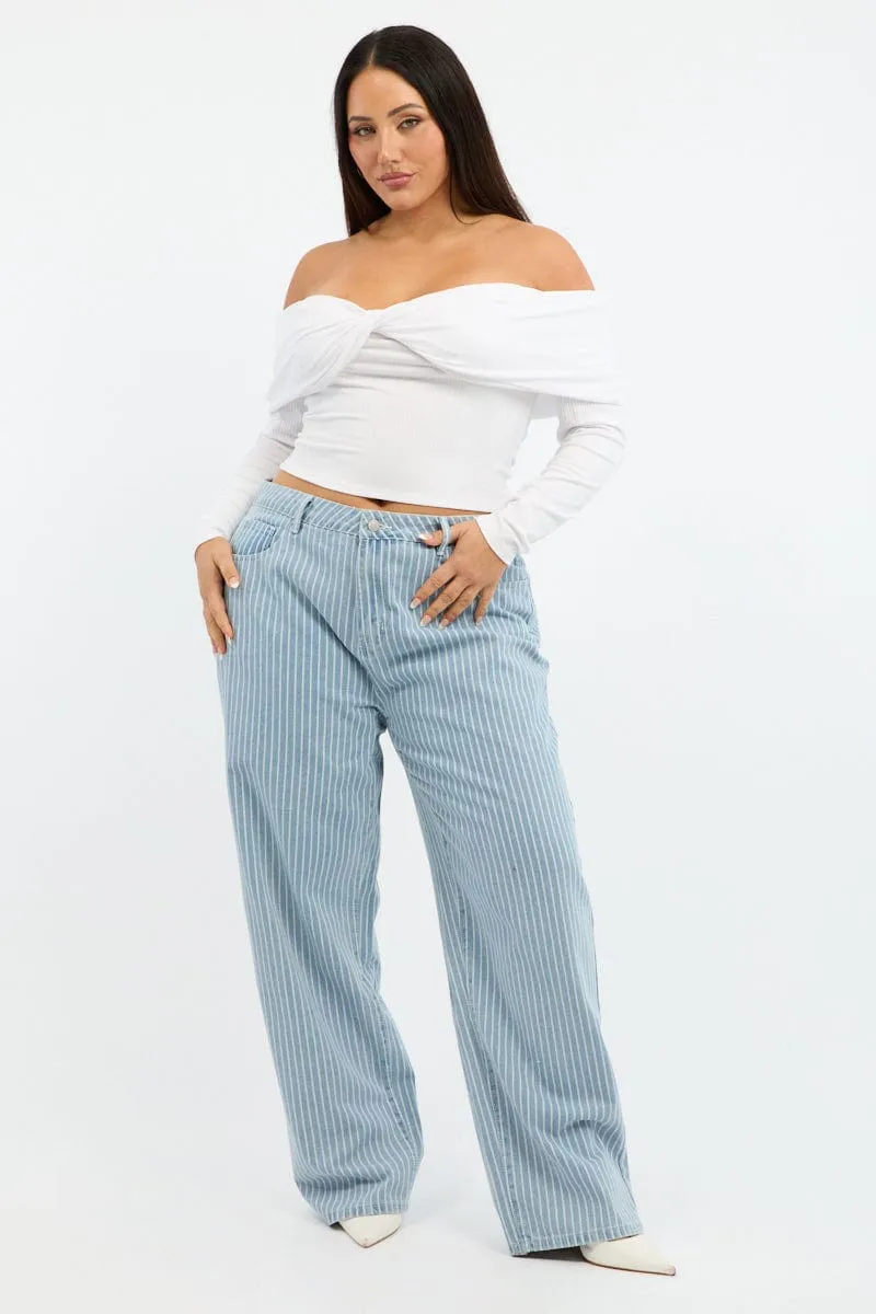 Soft Core Denim Baggy Jeans Pinstripe