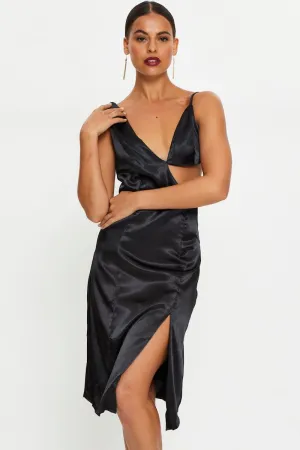 Black Cut Out Midi Dress Blue Hour Frost Light