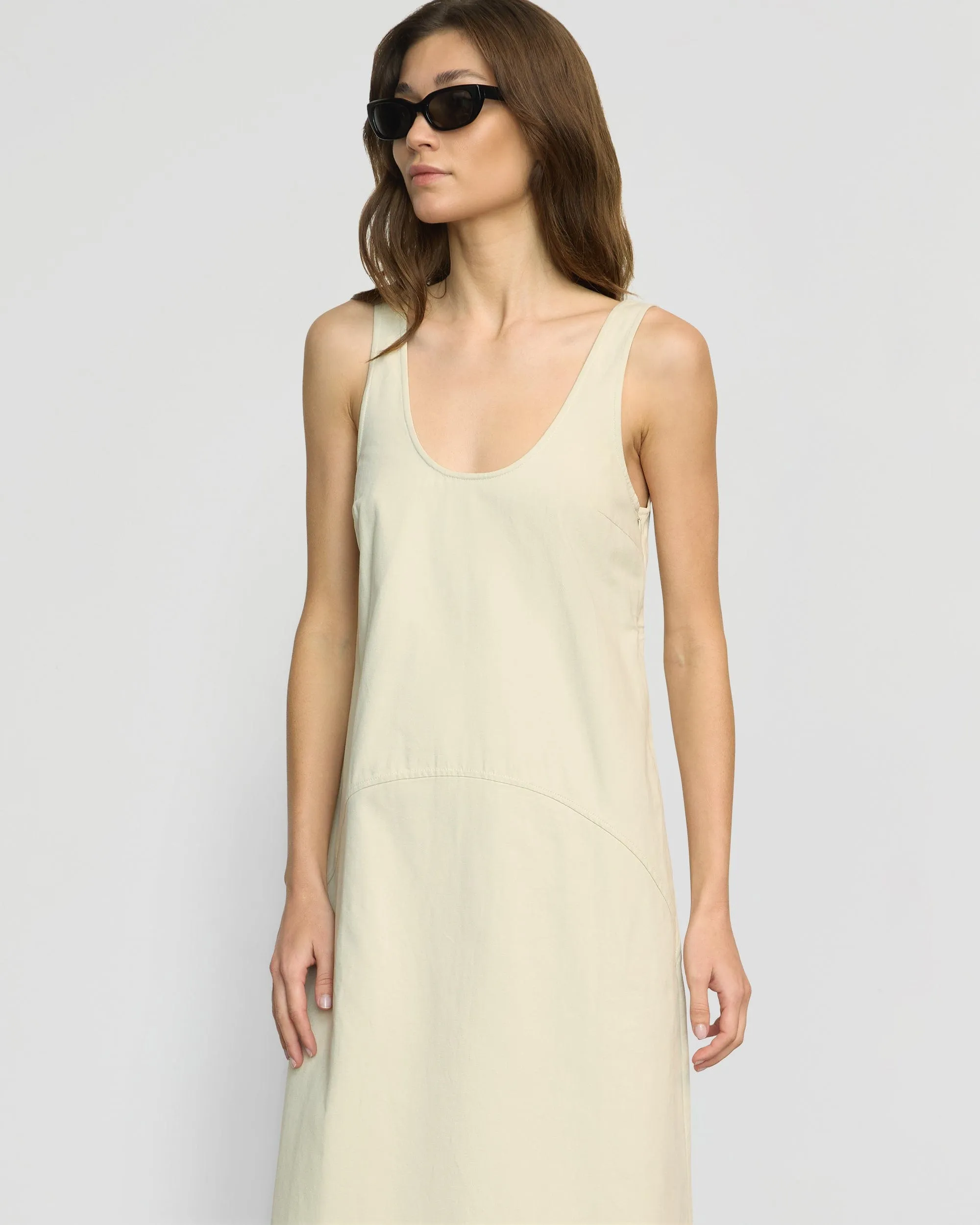 Mavis U-Neck Tank Dress Denim combination Comfortable and Chic
