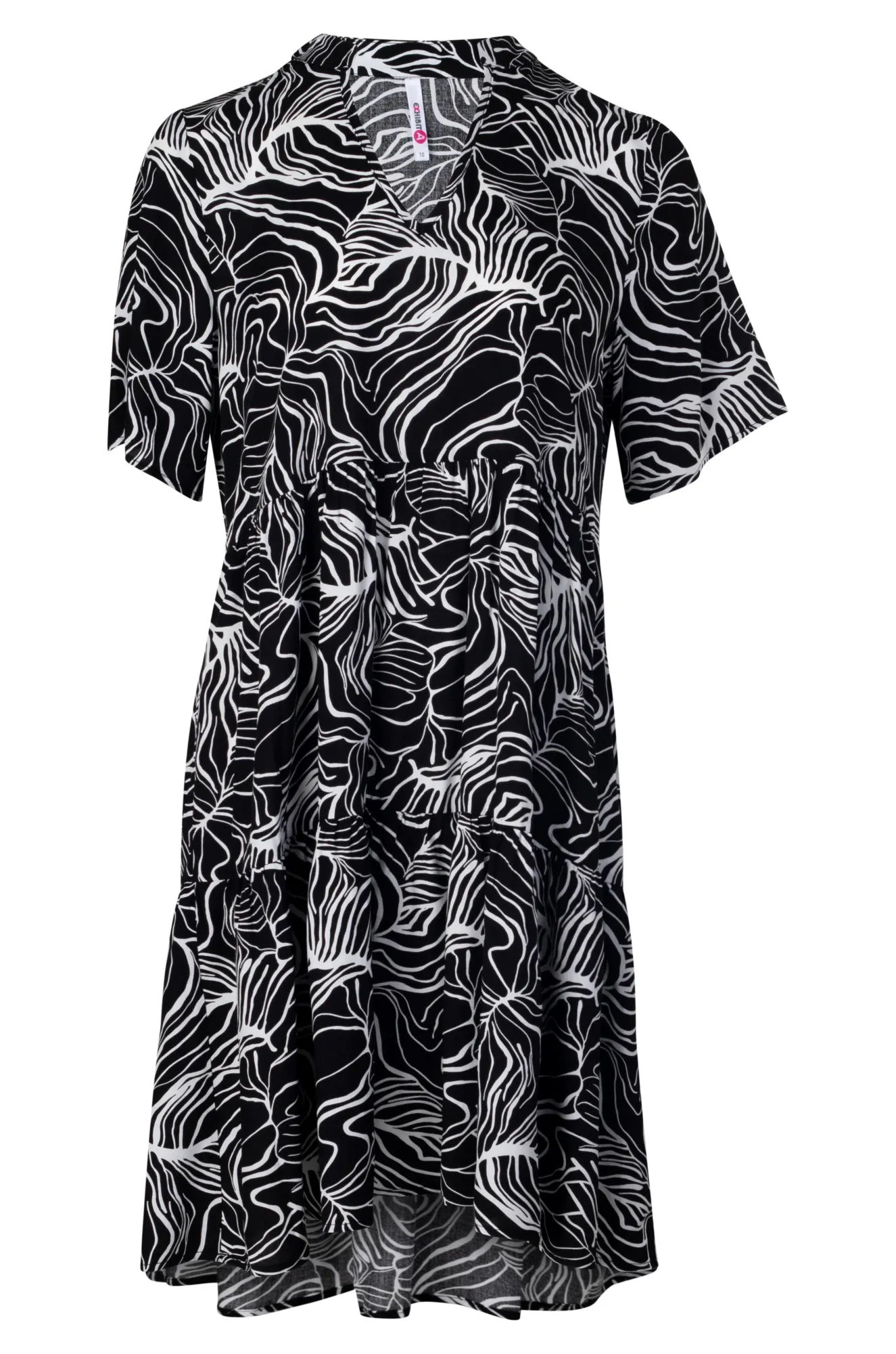 Nehru collar Tiered Dress | Black Ivory Lines | 3353A1 Winter Core Comfortable Sweater