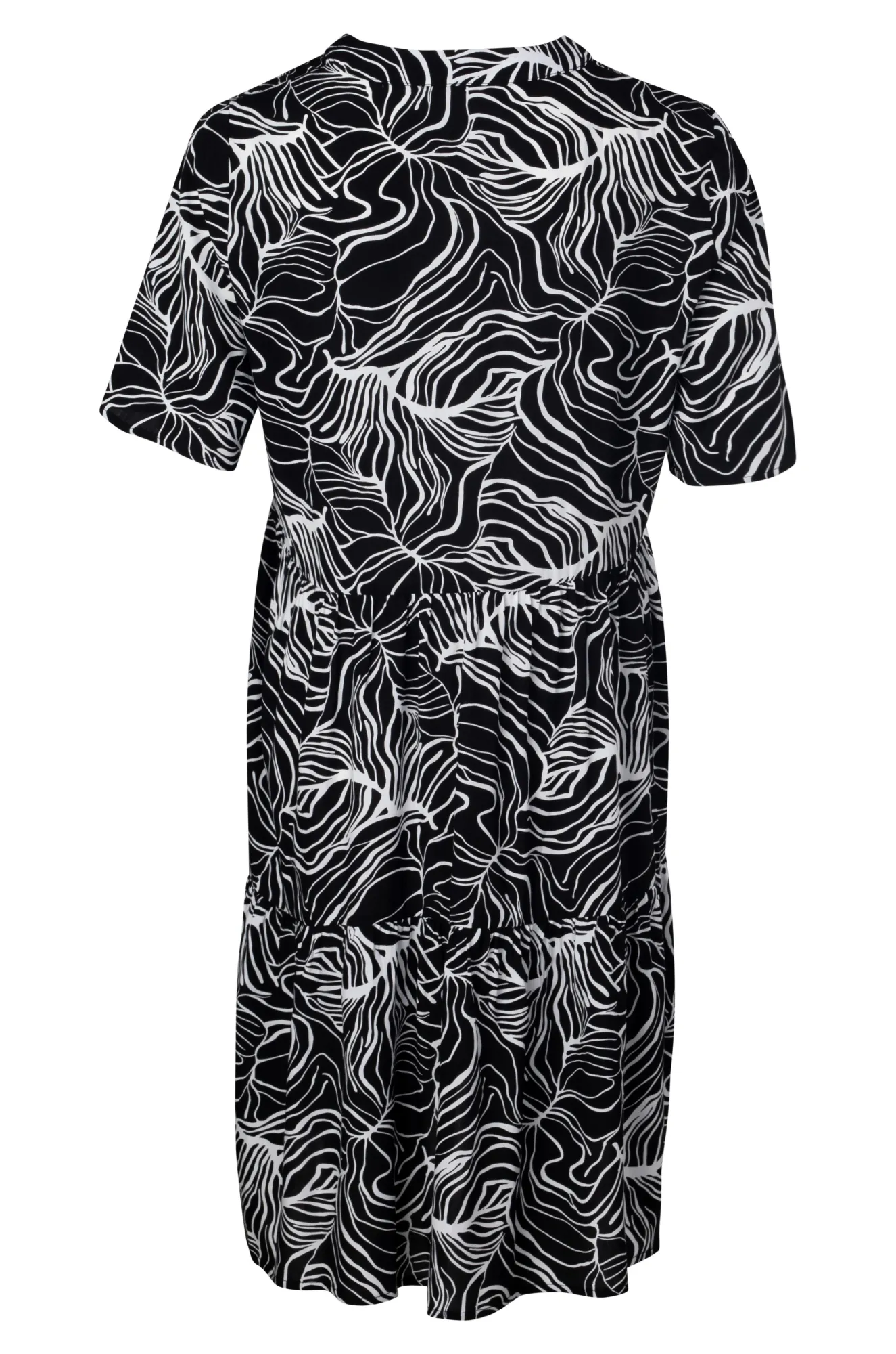 french chic Nehru collar Tiered Dress | Black Ivory Lines | 3353A1