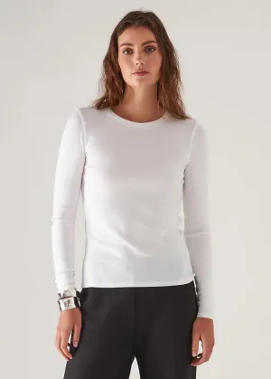 Pima Stretch Ribbed Long Sleeve Crew T-Shirt Simple Fashion