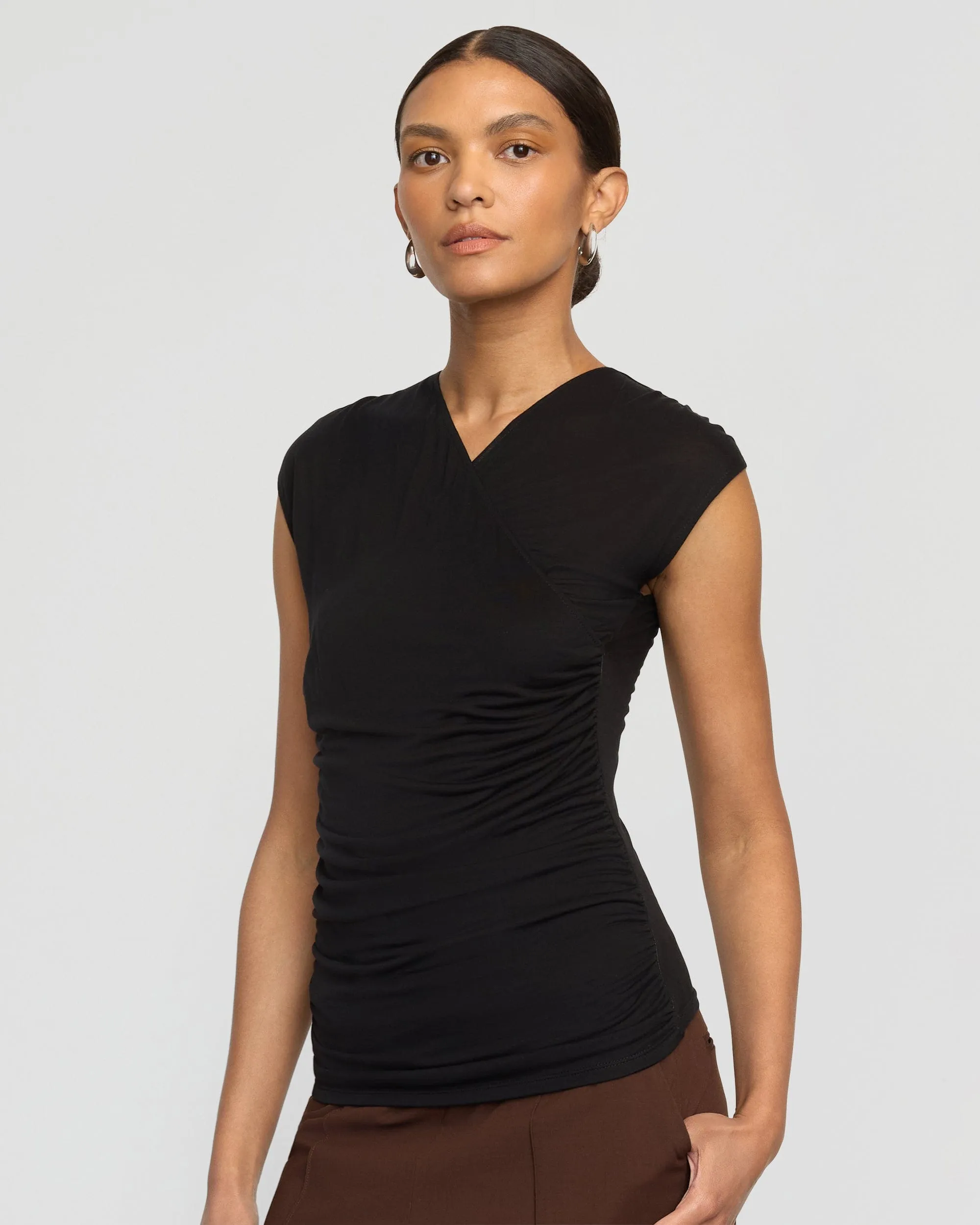 Lila Tencel Wrap-Neck Tee EcoFriendly Dye