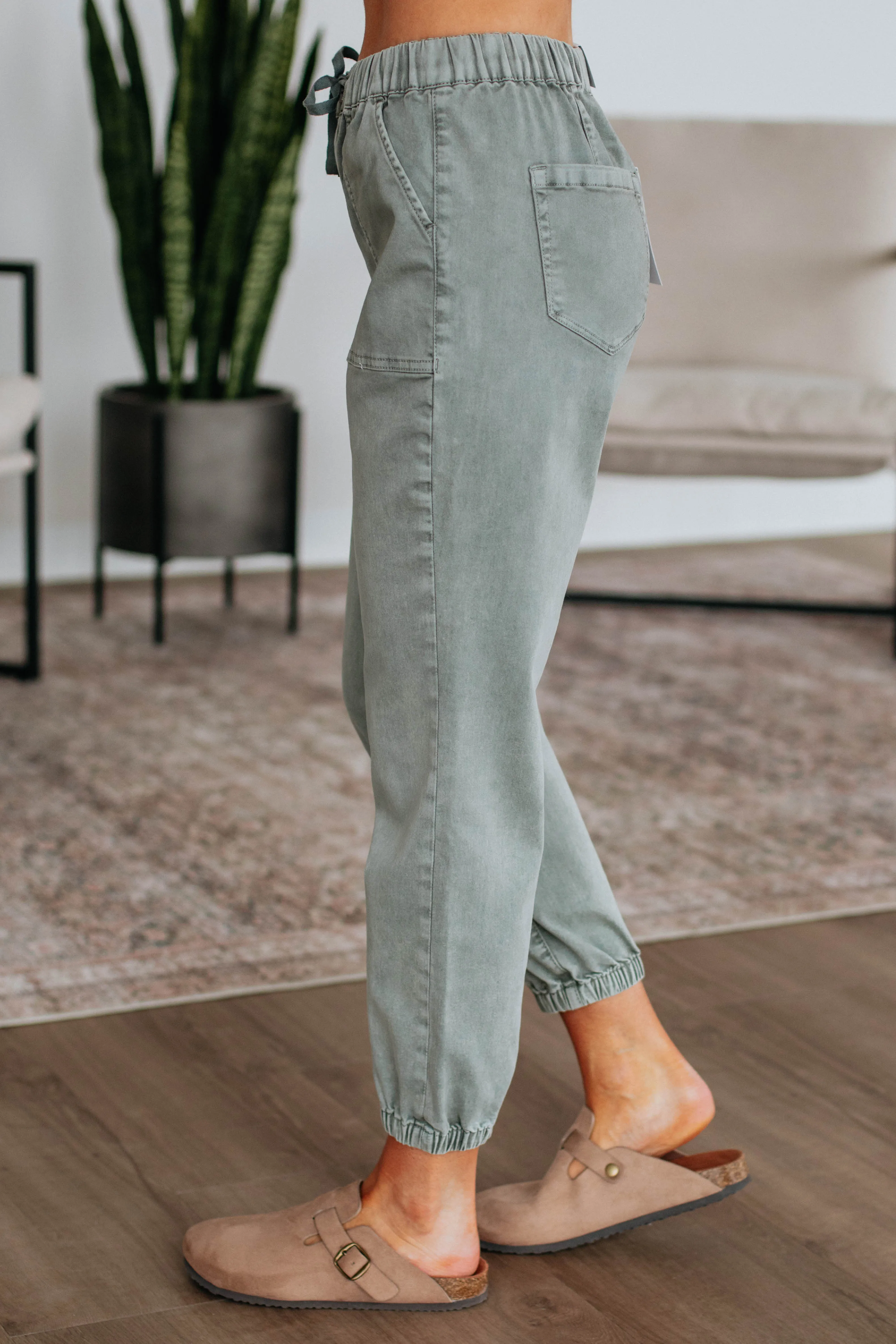 Street Icon Drea Mica Joggers - Dusty Sage