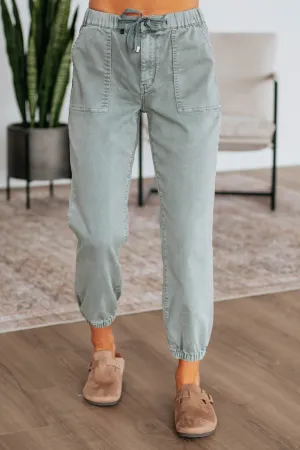 Comfortable fit Drea Mica Joggers - Dusty Sage