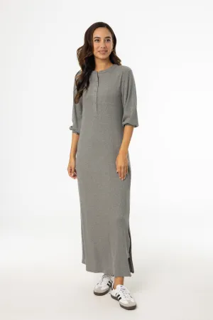 Grey 3/4 Sleeve Maxi Dress AntiOdor Fabric Reuse Mode