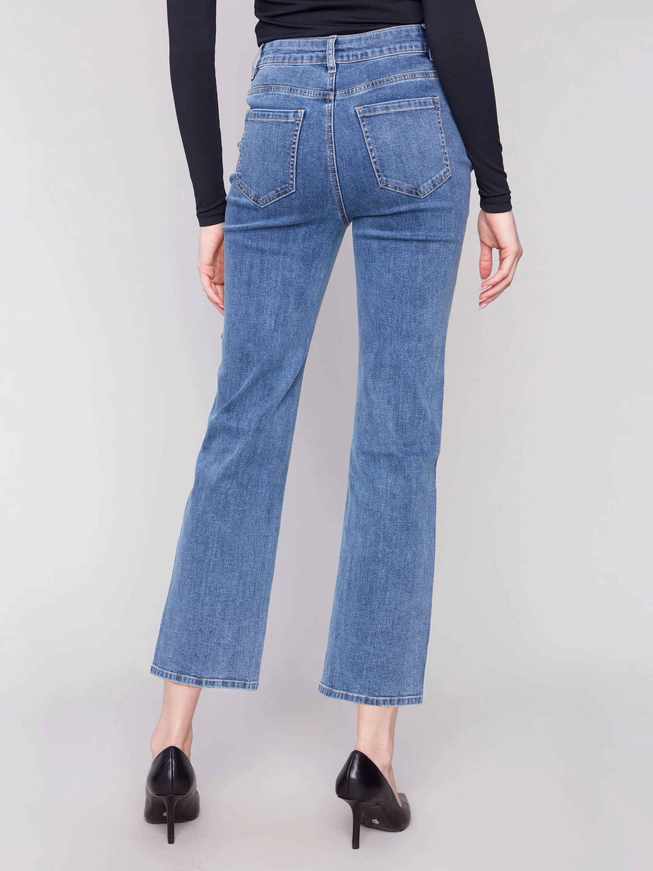 Soft Sustainable Leisure Ready Straight Leg Jeans With Side Studs - Medium Blue