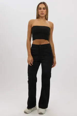Black Cargo Pants Mid Rise Performance Comfort