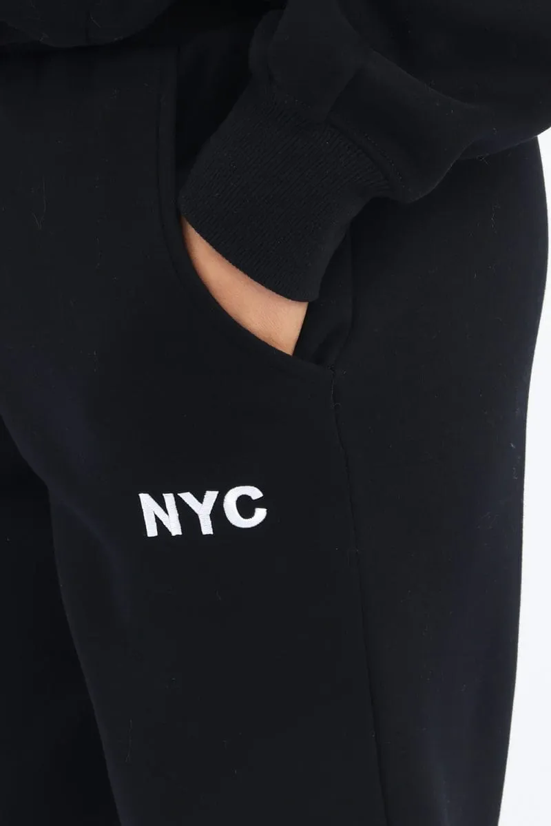Flat Lock Seams Black Track Pants Jogger
