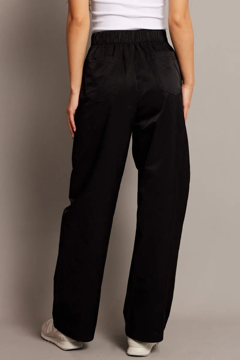 Black Wide Leg Pants Pleated Front Chic casual