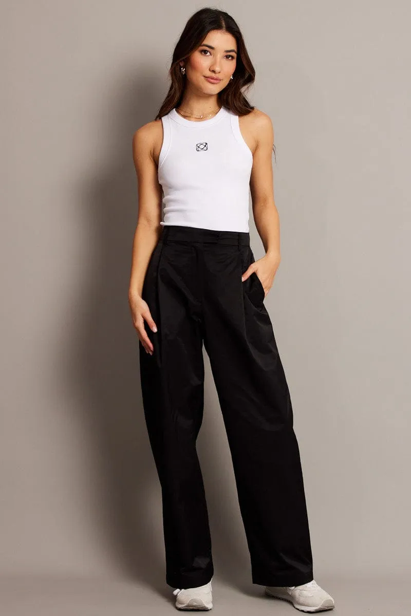 Black Wide Leg Pants Pleated Front NonSlipGrip