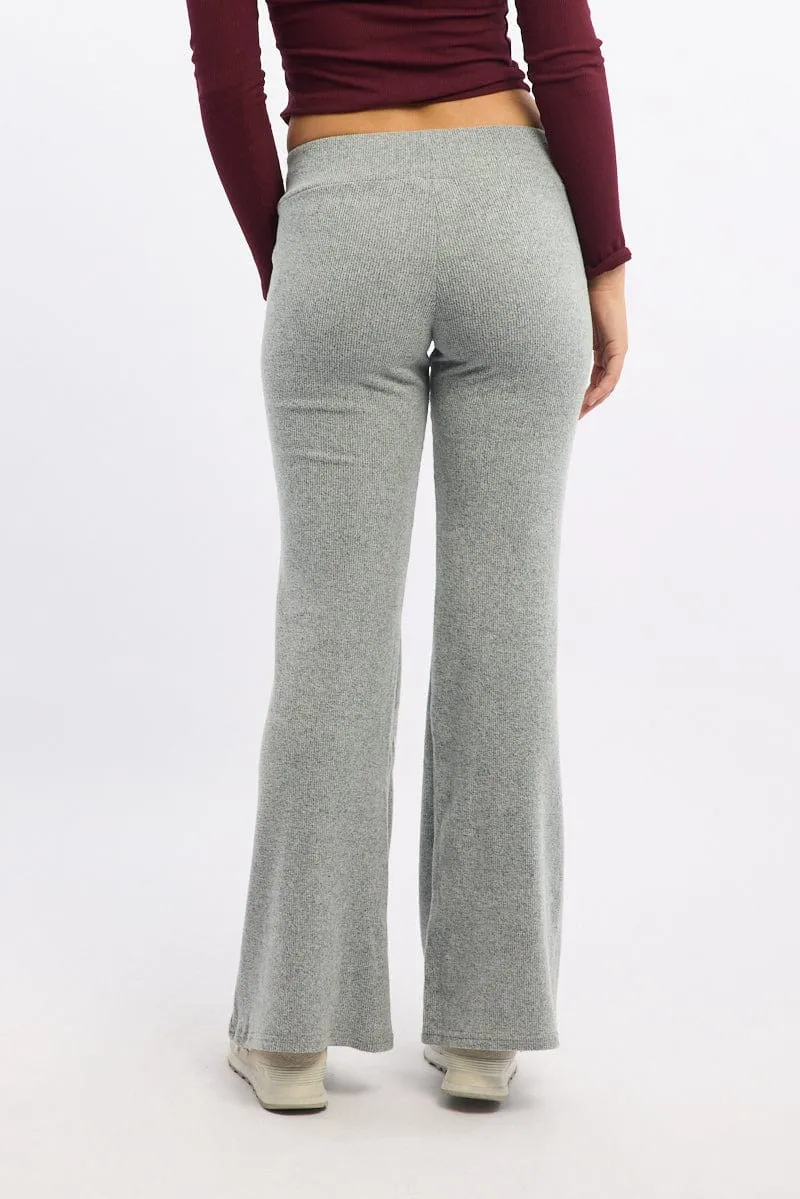 Grey Flare Leg Pants Fashion Stretch Work Essential