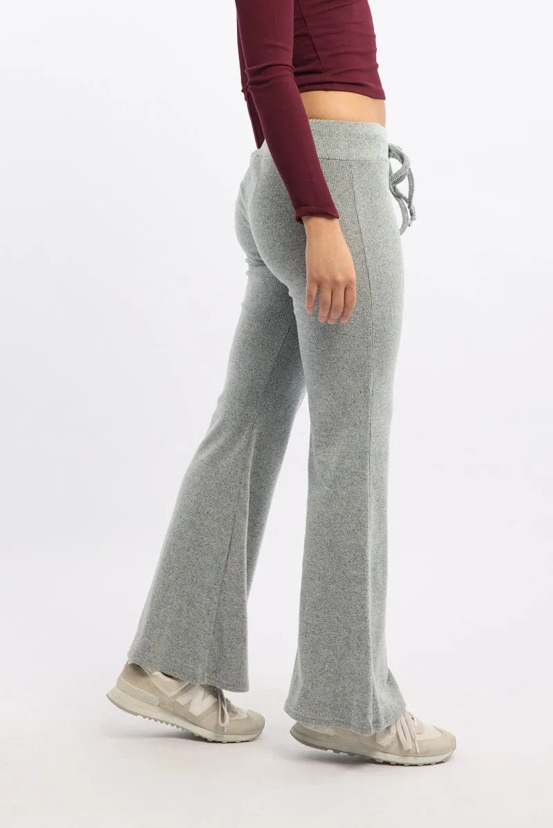 Grey Flare Leg Pants Bootcut shape Slim Comfort