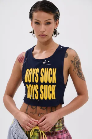 Air Comfort Quick Smooth BOYS LIE DISTRESSED CROPPED TANK TOP