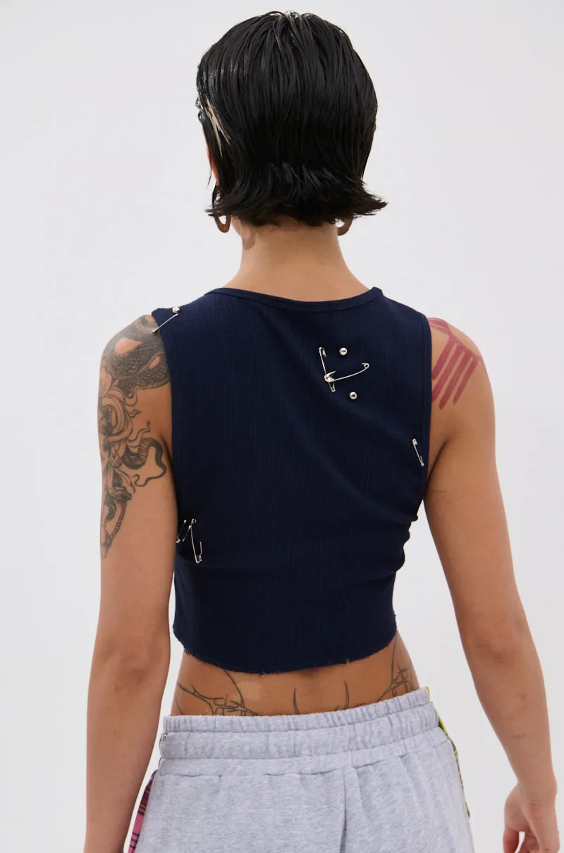 BOYS LIE DISTRESSED CROPPED TANK TOP Museum - displayable Desert - suitable