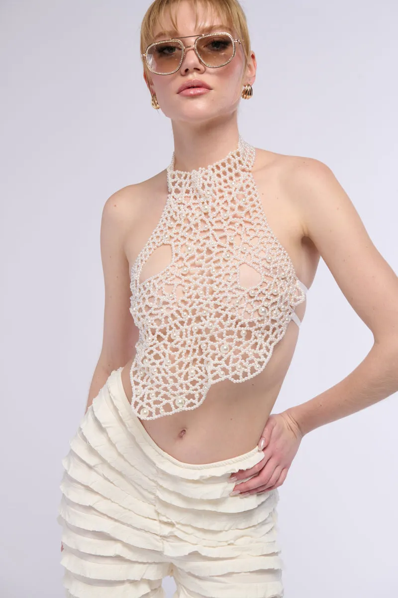 MERMAIDCORE PEARL DETAIL TIE TOP Outdoor Comfort Minimalist Style
