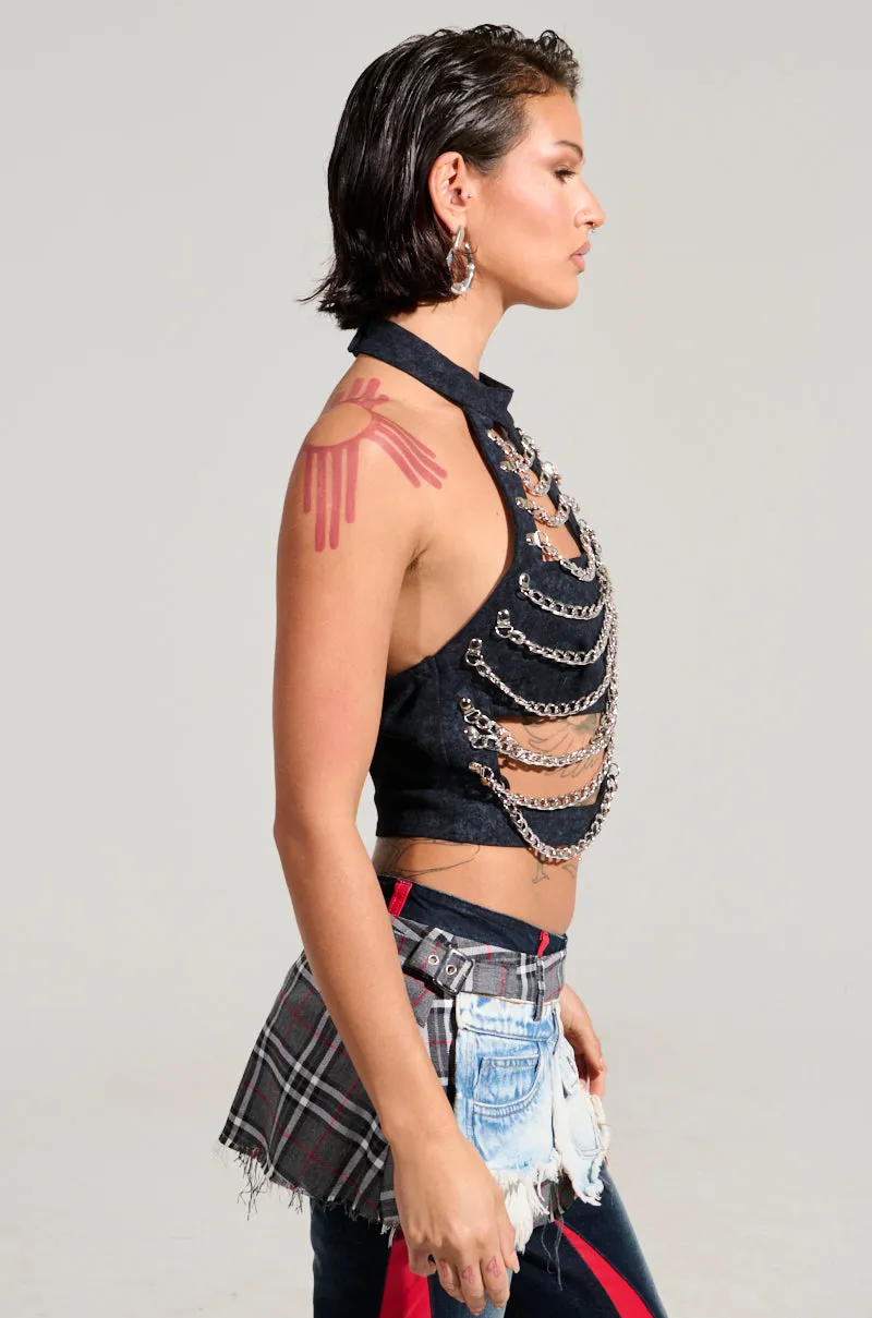 TINY LIL GIRL HALTER TOP WITH CHAIN Emergency response Multi - purpose