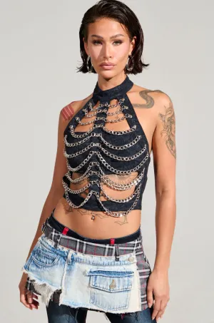 TINY LIL GIRL HALTER TOP WITH CHAIN Urban use Memorabilia - related