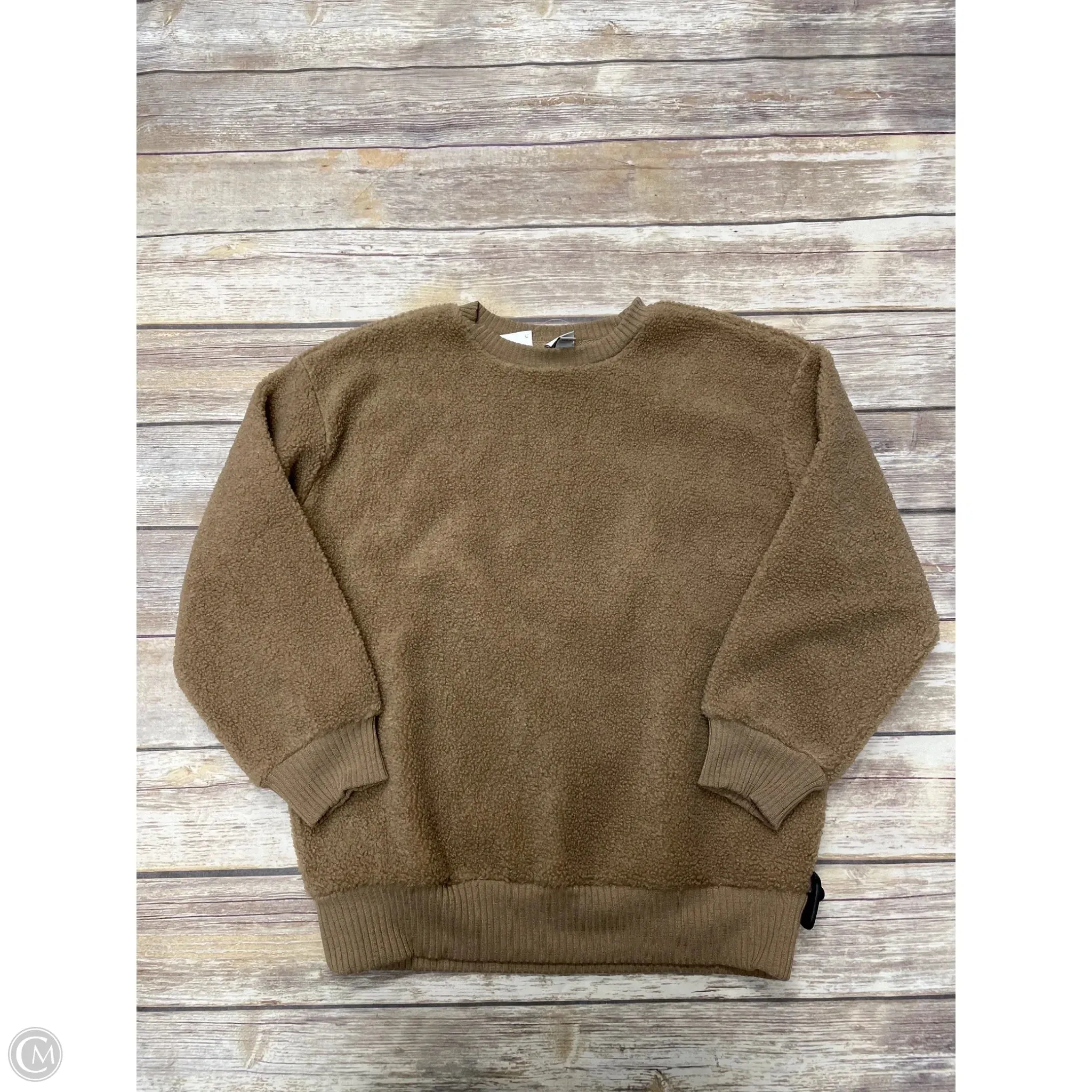 Sweatshirt Crewneck By A New Day In Tan, Size: S retro look Foldable Hem