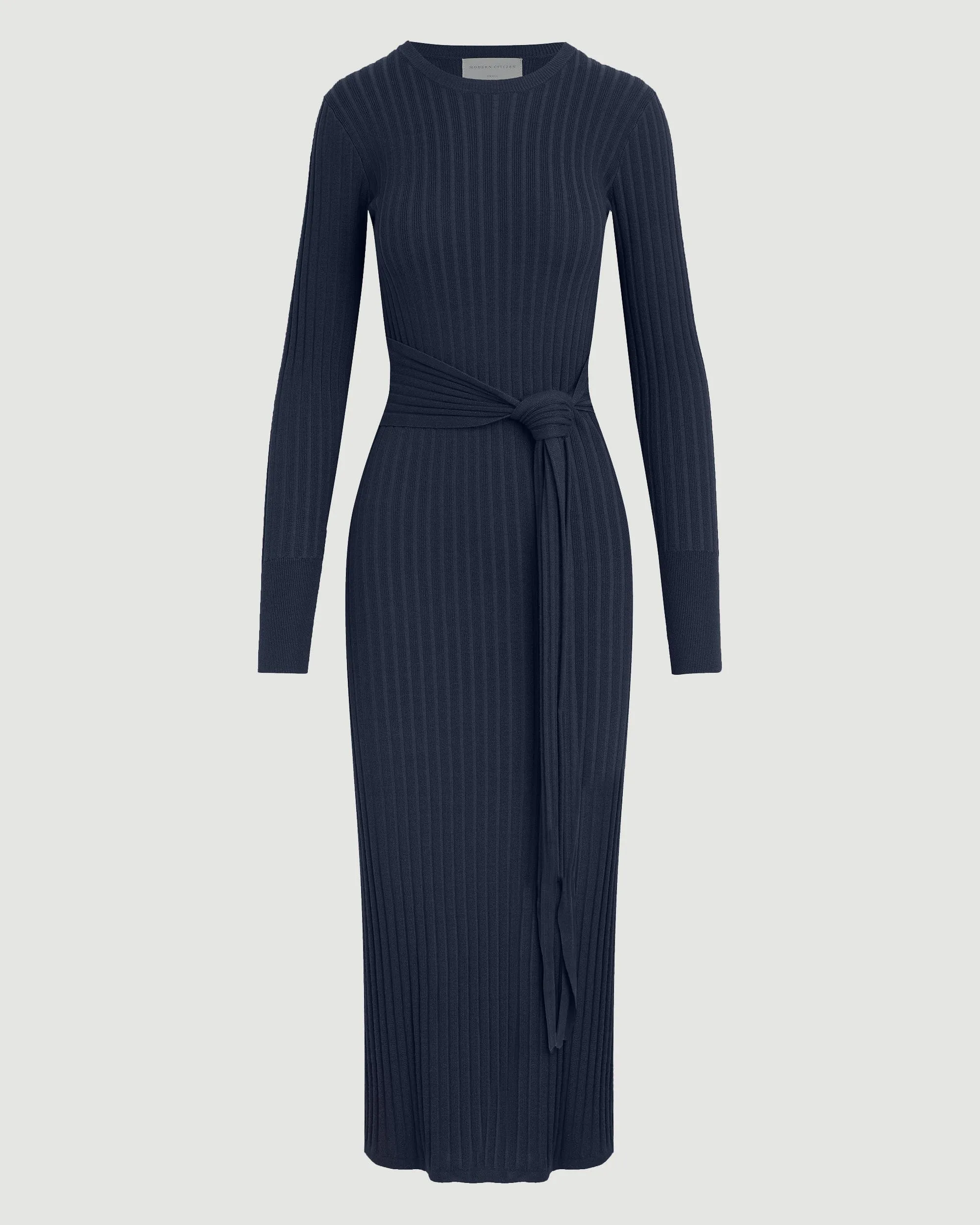 Carmen Tie-Front Ribbed Dress (Petite) Relaxation Wear HighElasticity Fiber