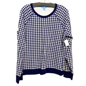AntiPilling MultiFunctional Pockets Sweatshirt Crewneck By Draper James In Blue & White, Size:Xl