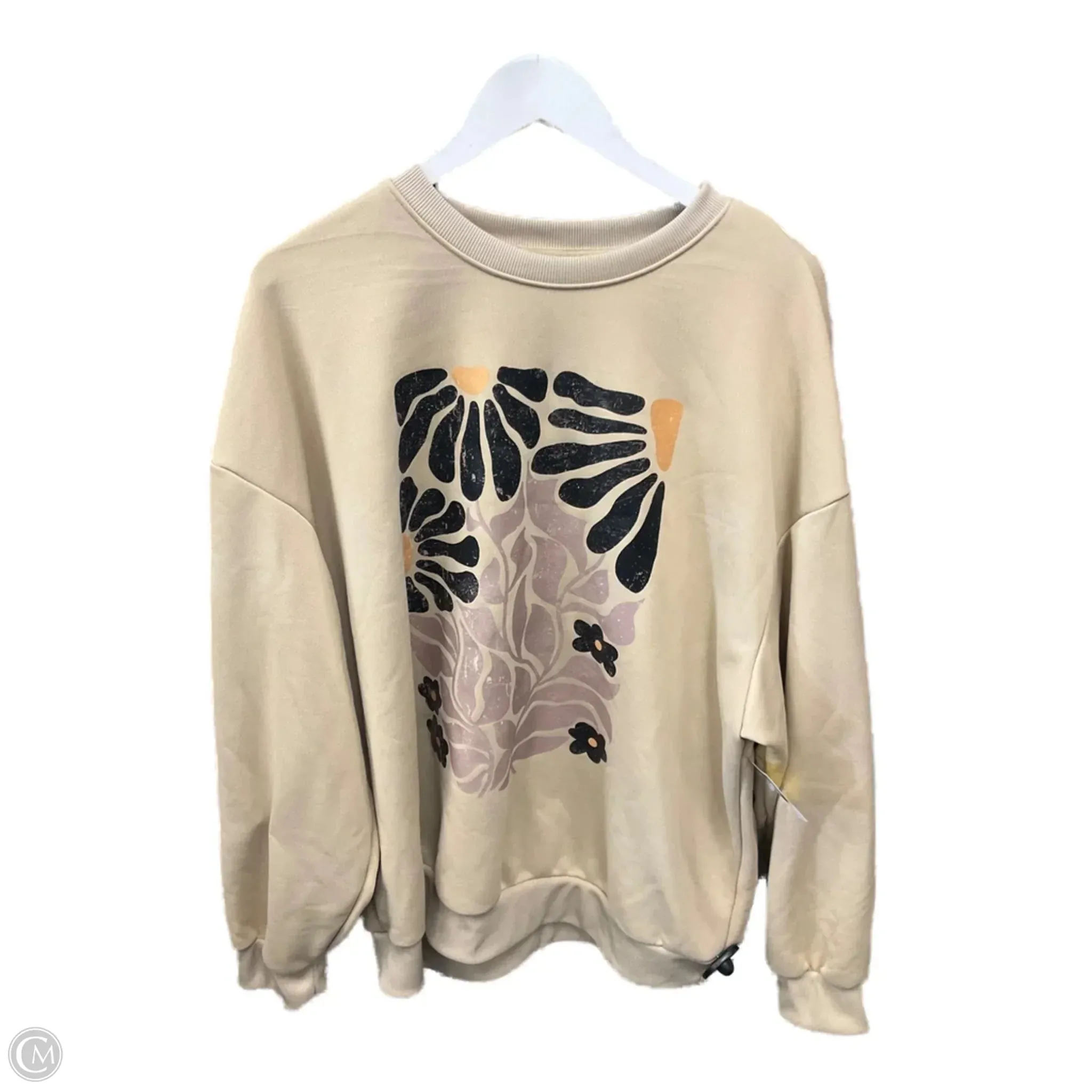 Sweatshirt Crewneck By Shein In Tan, Size: Xl Breathable Fit