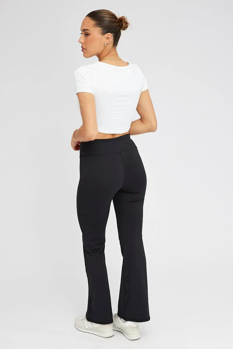 Black Flare Leg Pants High Rise Sleek Look