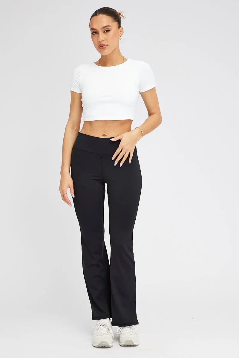 Breathable activewear Black Flare Leg Pants High Rise