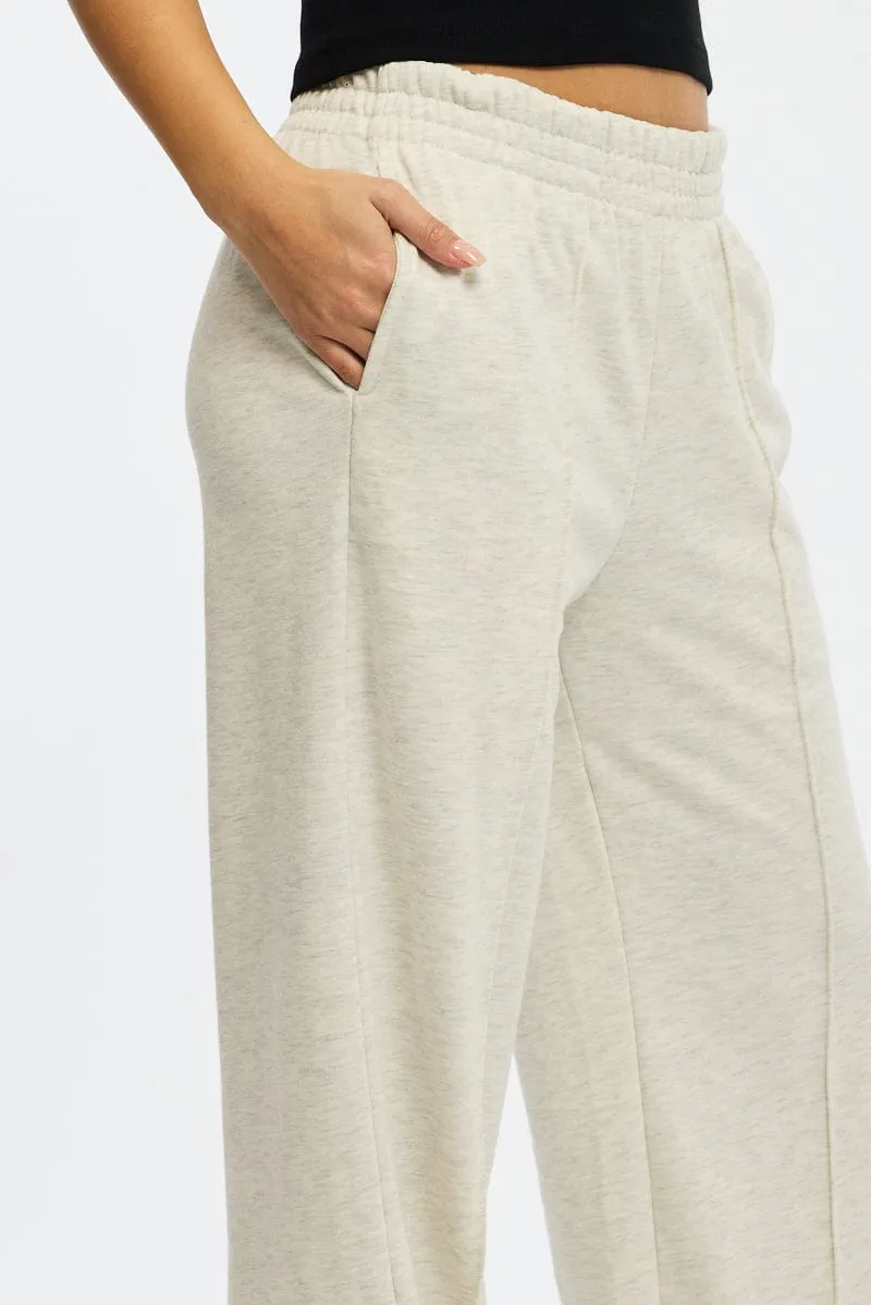 Grey Track Pants Wide Leg Anti Friction Lining