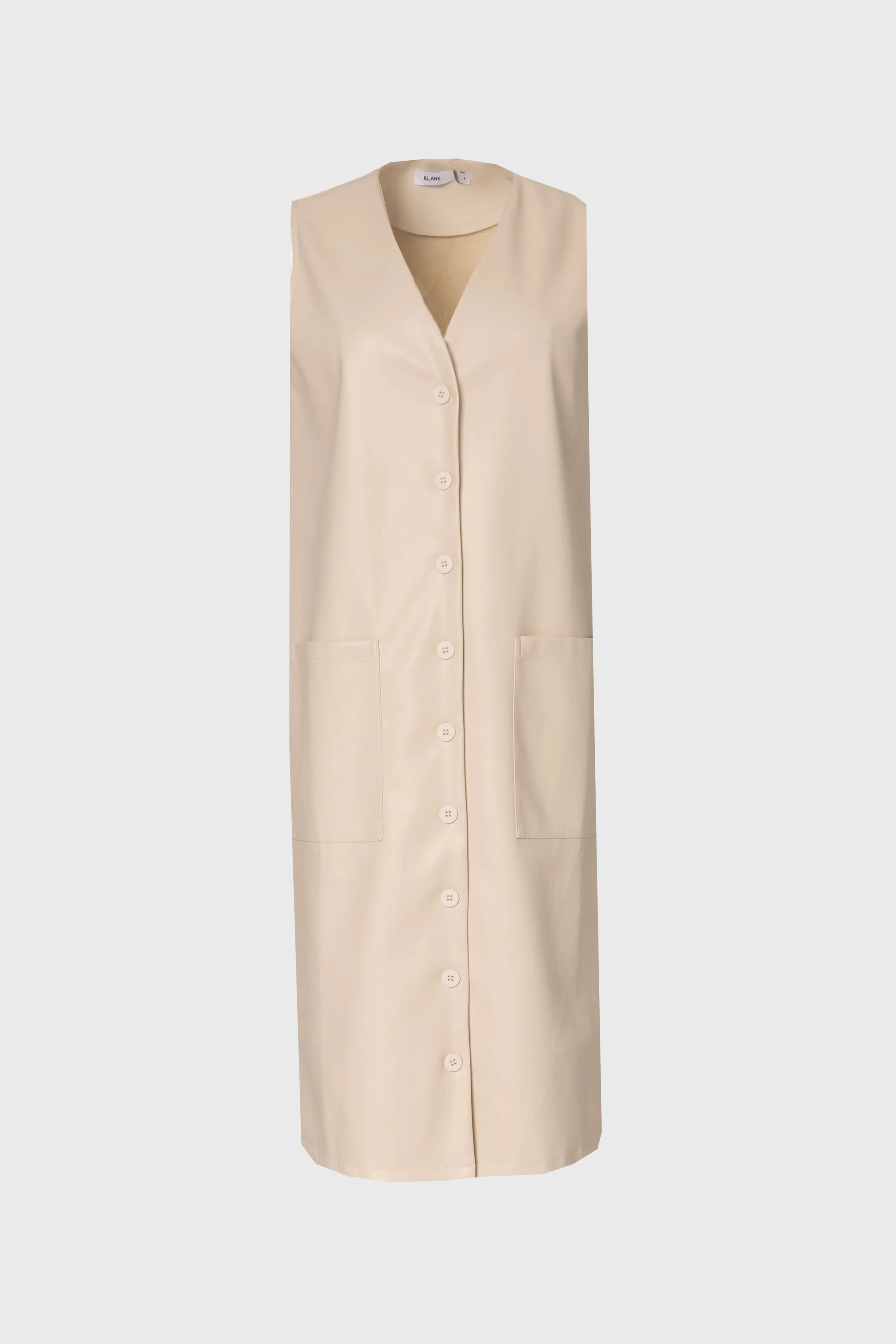 Warm Knit Calm Core Cream Vegan Leather Vest Dress