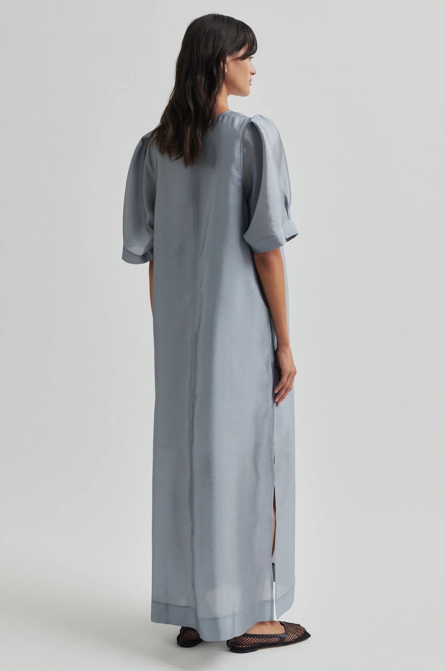 AntiStatic Lining StretchWaistband Lugan Maxi Dress