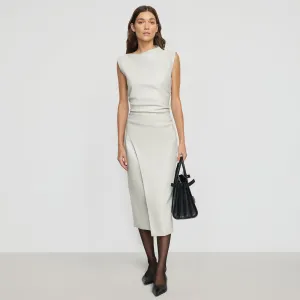 SustainableYarnBlend Spirit Core Channing Vegan Leather Wrap-Neck Dress