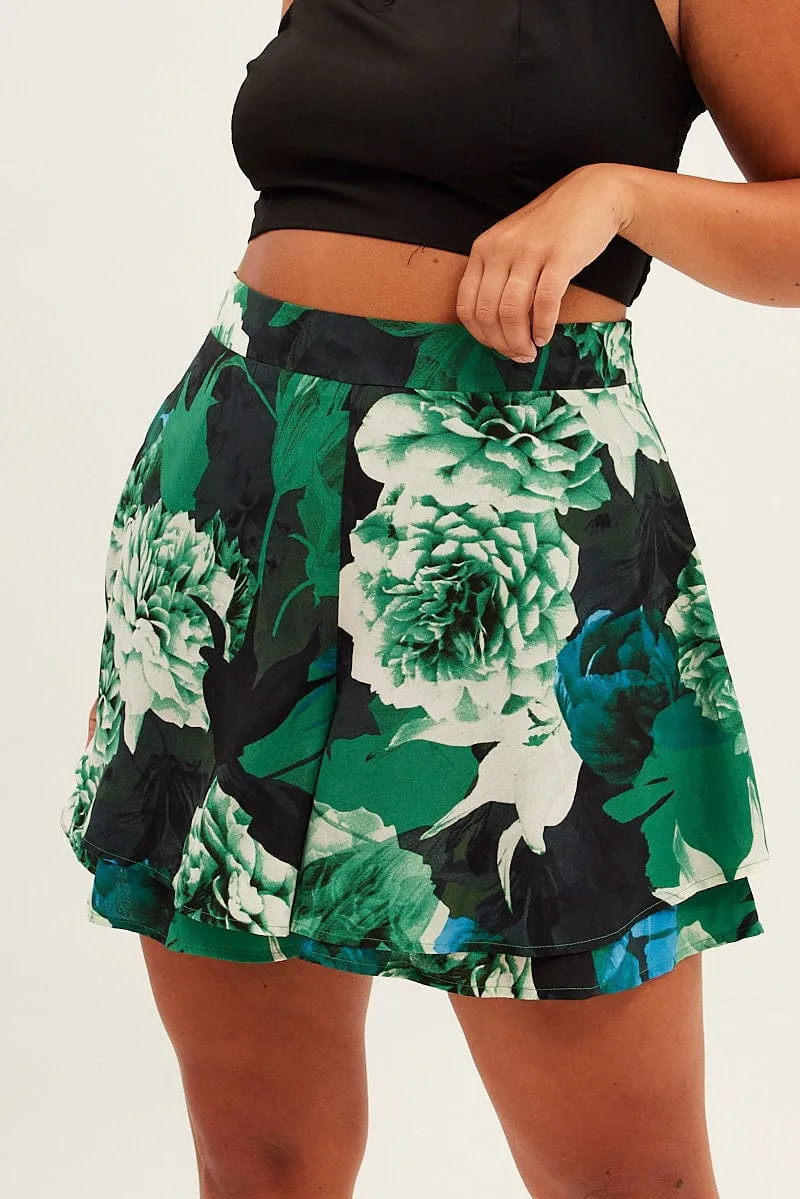 Thermal Regulating Creative Look Abstract Print Layered Shorts High Rise