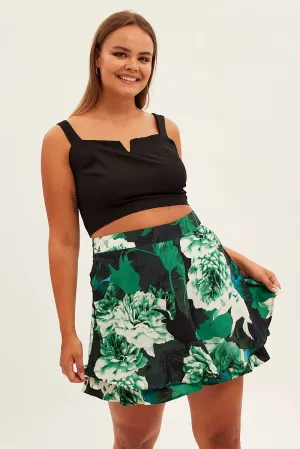 Abstract Print Layered Shorts High Rise Friction Free